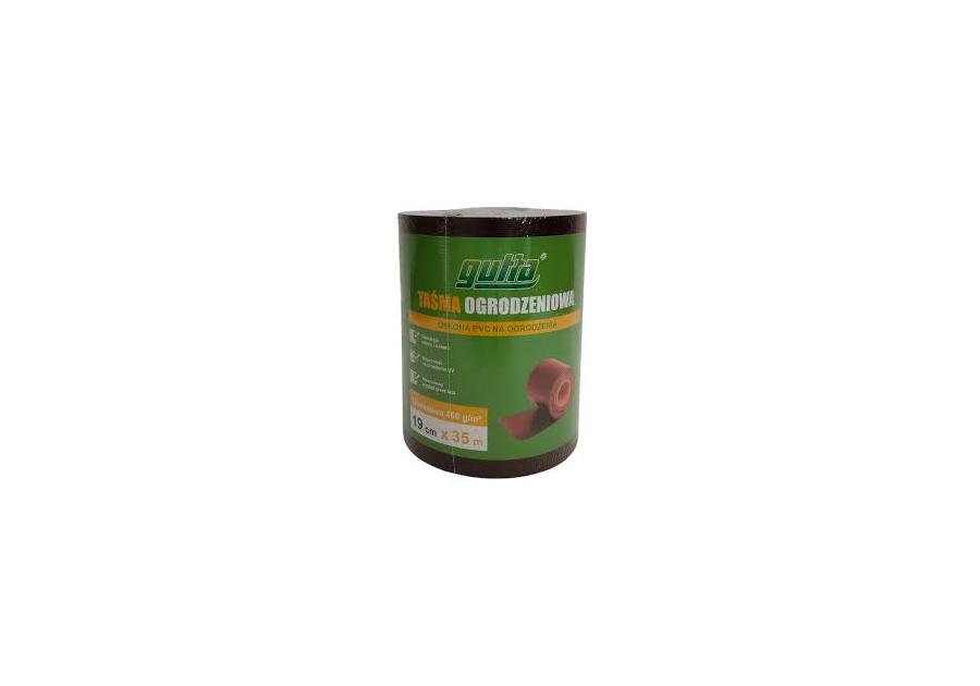 Zdjęcie: GUTTA Taśma ogrodzeniowa PVC 450g/m2 z klipsami BRĄZOWA 19 cm x 35 m